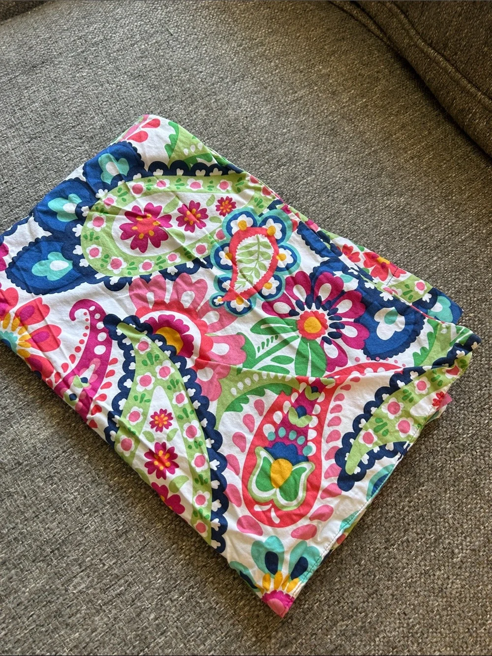 Pottery Barn Teen Paisley Standard Pillowcase in Navy, Pink, Green, White | 4/14
